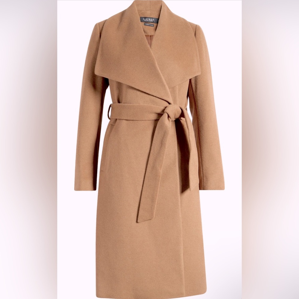 Lauren Ralph Lauren Tan Longline Wool Blend Coat